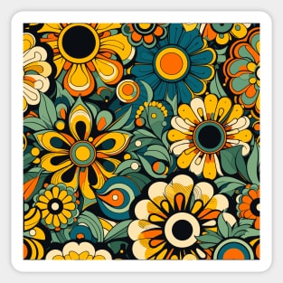 Colorful Retro Flowers Pattern Sticker